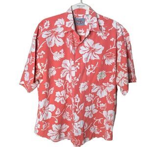 Bugle Boy Original Classic Mens Sz XL Pink White Tropical Hawaiian Print Vintage